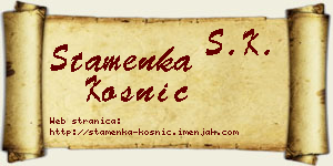 Stamenka Kosnić vizit kartica
